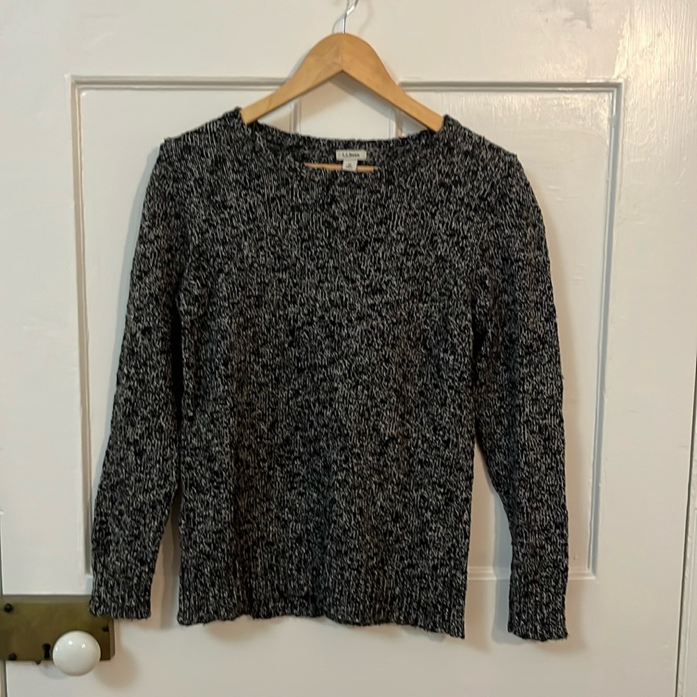 Black Heather Knit Sweater L.L.Bean Size M